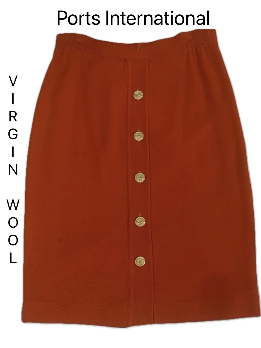 Ports International Vintage Orange Wool Knit Skirt M